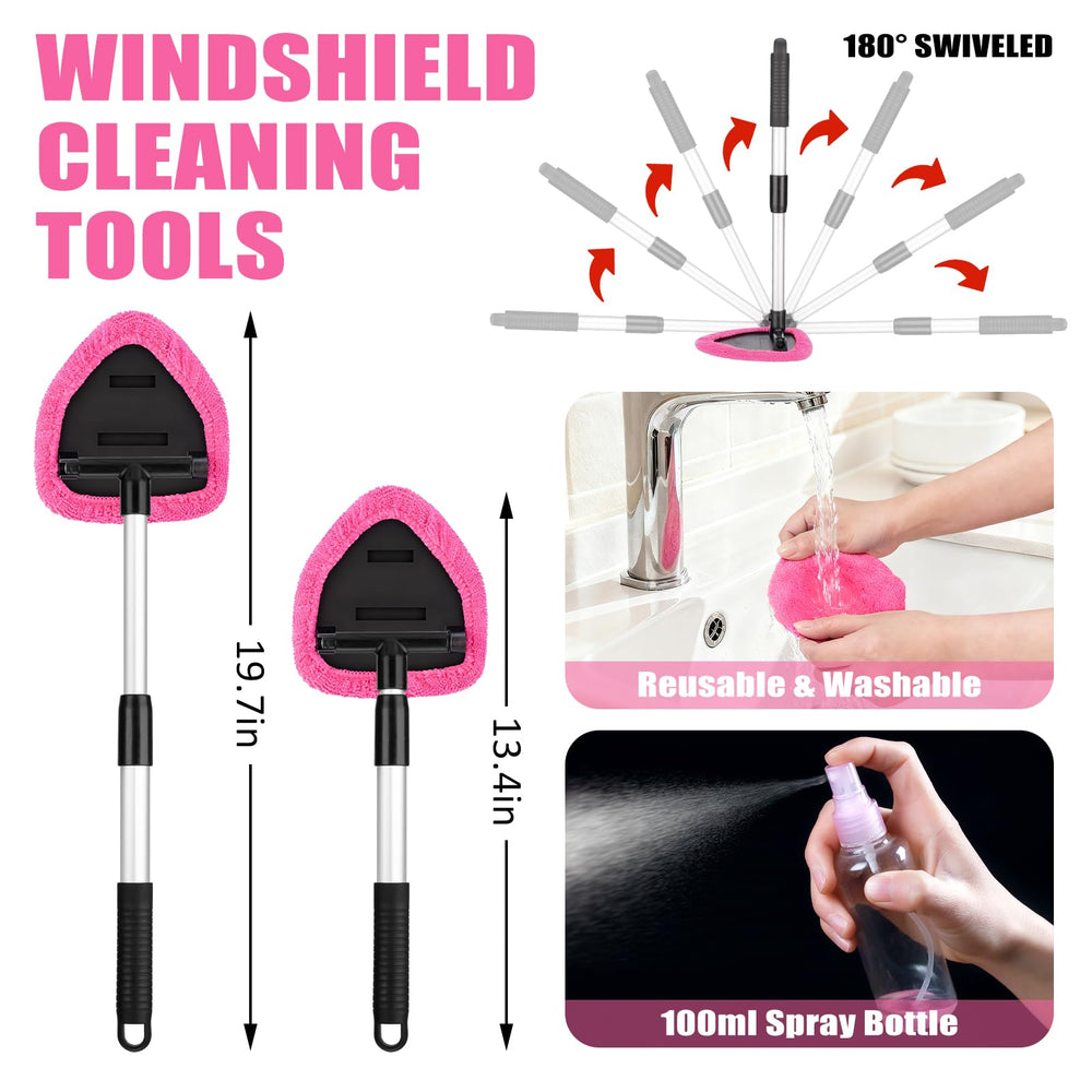AUTODECO windshield tool close-up highlighting swivel head and triangular pad for precise reach
