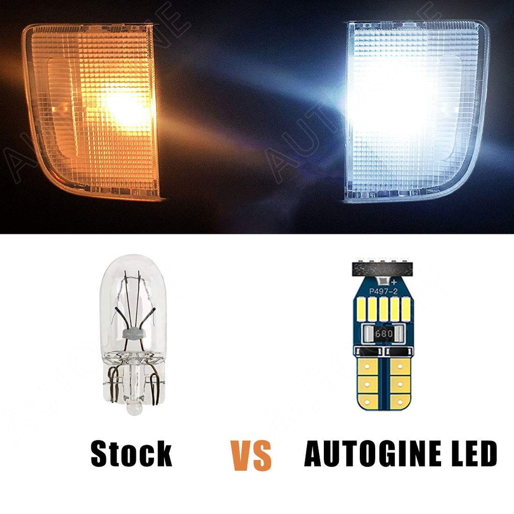 AUTOGINE close-up of LED bulb surface and pins showing quality and crisp 6000K light