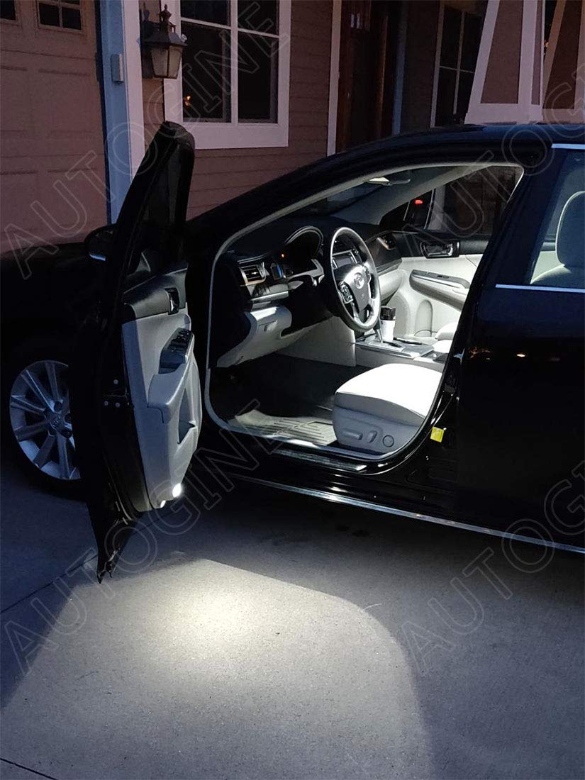 AUTOGINE license plate light installed showing clean white illumination and safety benefit