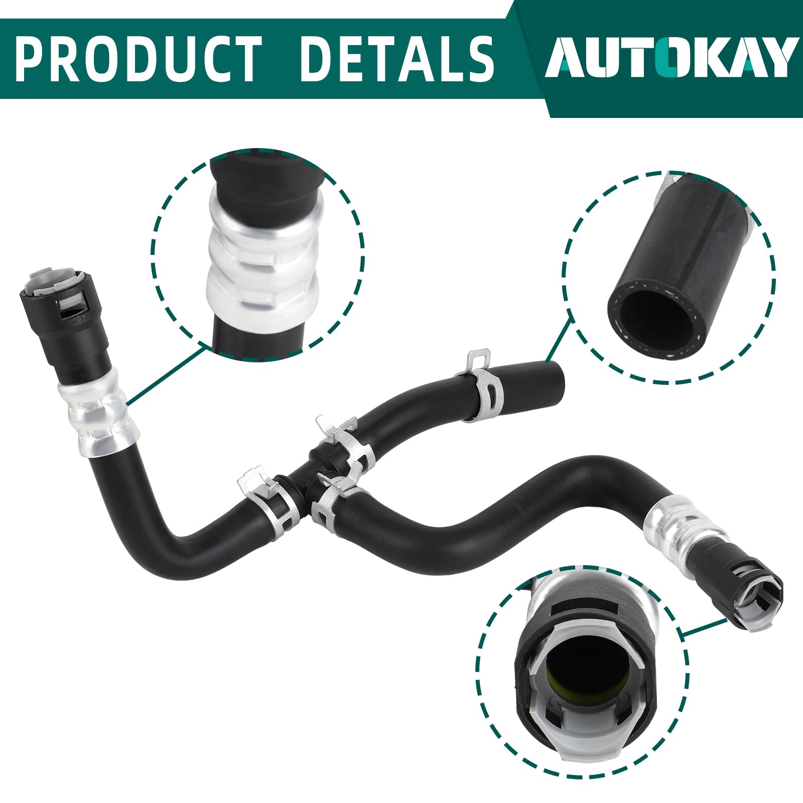 AUTOKAY close-up of hose connection ends highlighting seal surfaces and reliable coolant sealing