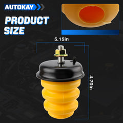 AUTOKAY bump stop next to ruler showing dimensions and easy replacement benefit