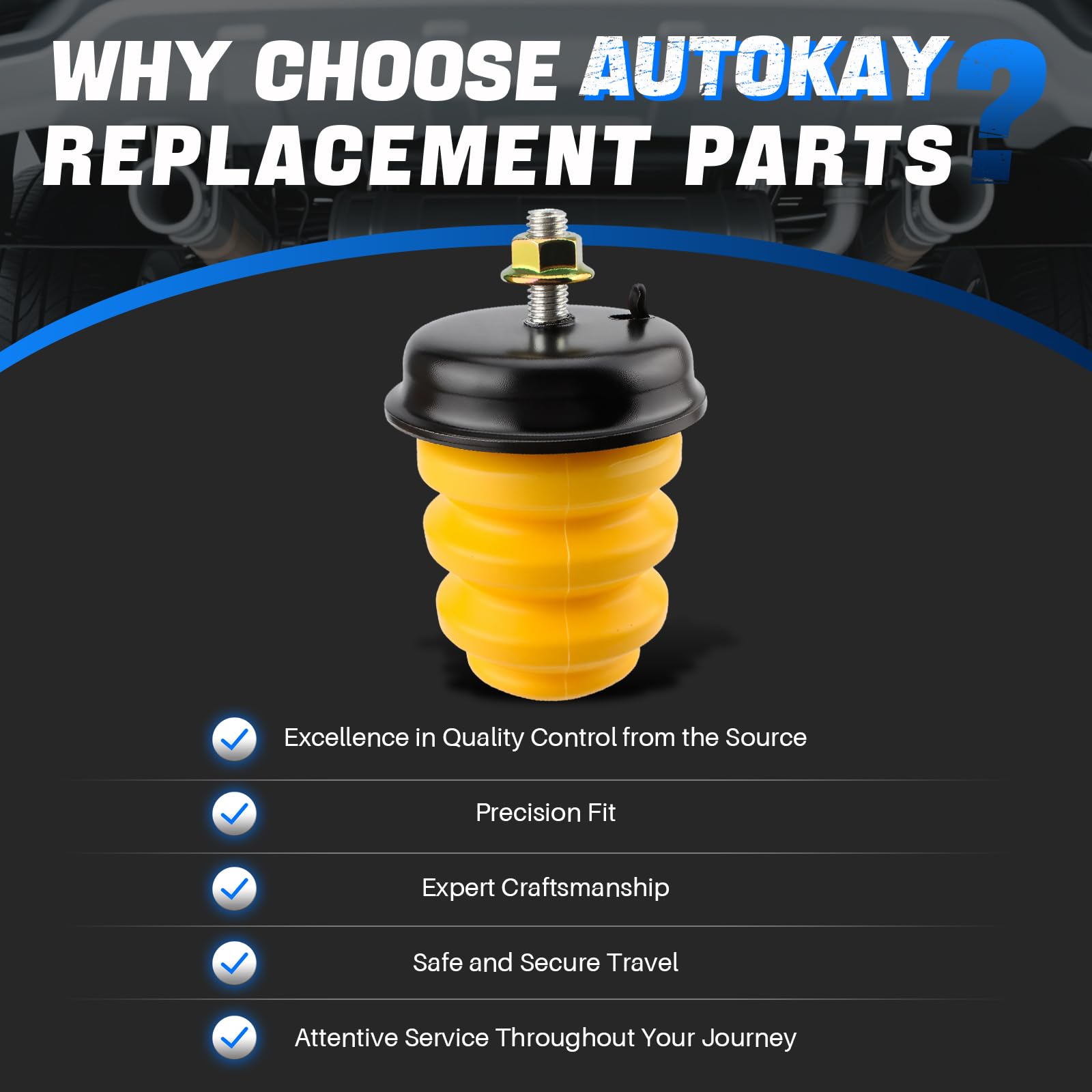 AUTOKAY packaged pair of bump stops ready for install offering convenience benefit