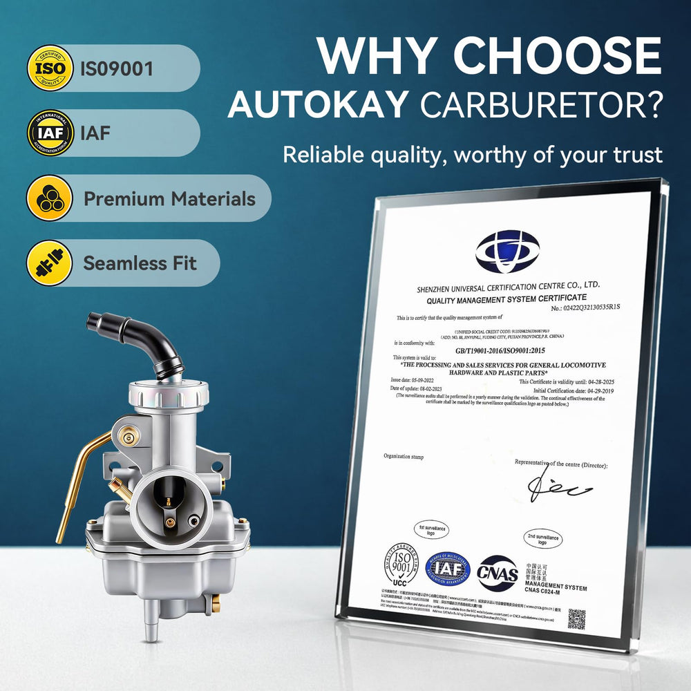 AUTOKAY carburetor next to ruler scale comparison to verify size and fit