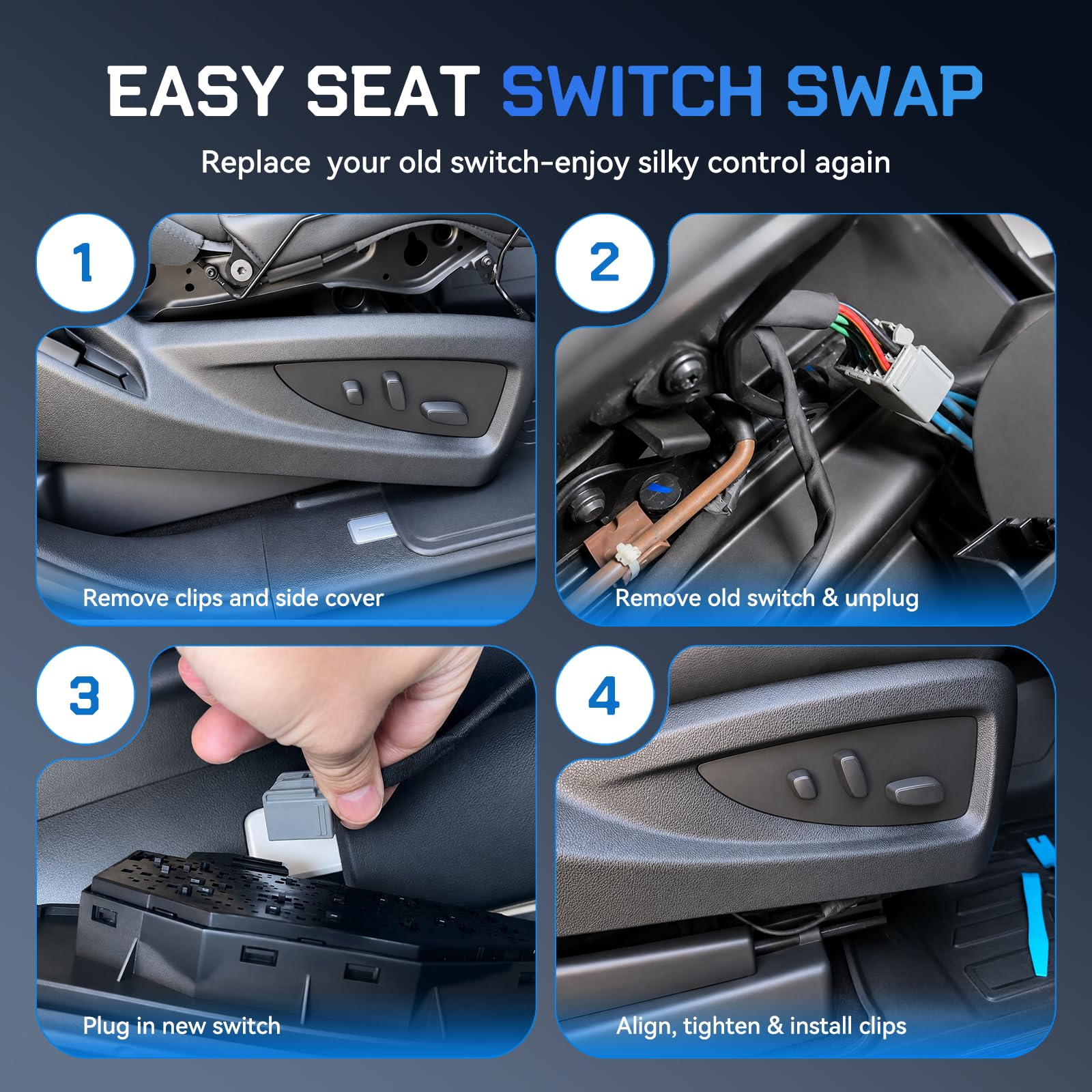 AUTOKAY switch scale size reference showing compact dimensions for simple fitment