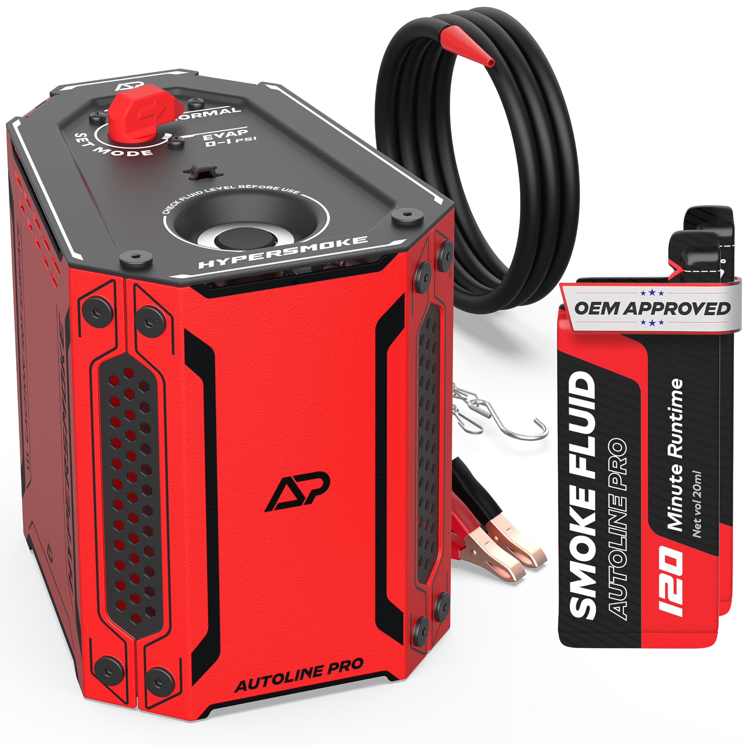 AutoLine Pro front view showing compact smoke machine and durable housing for easy transport