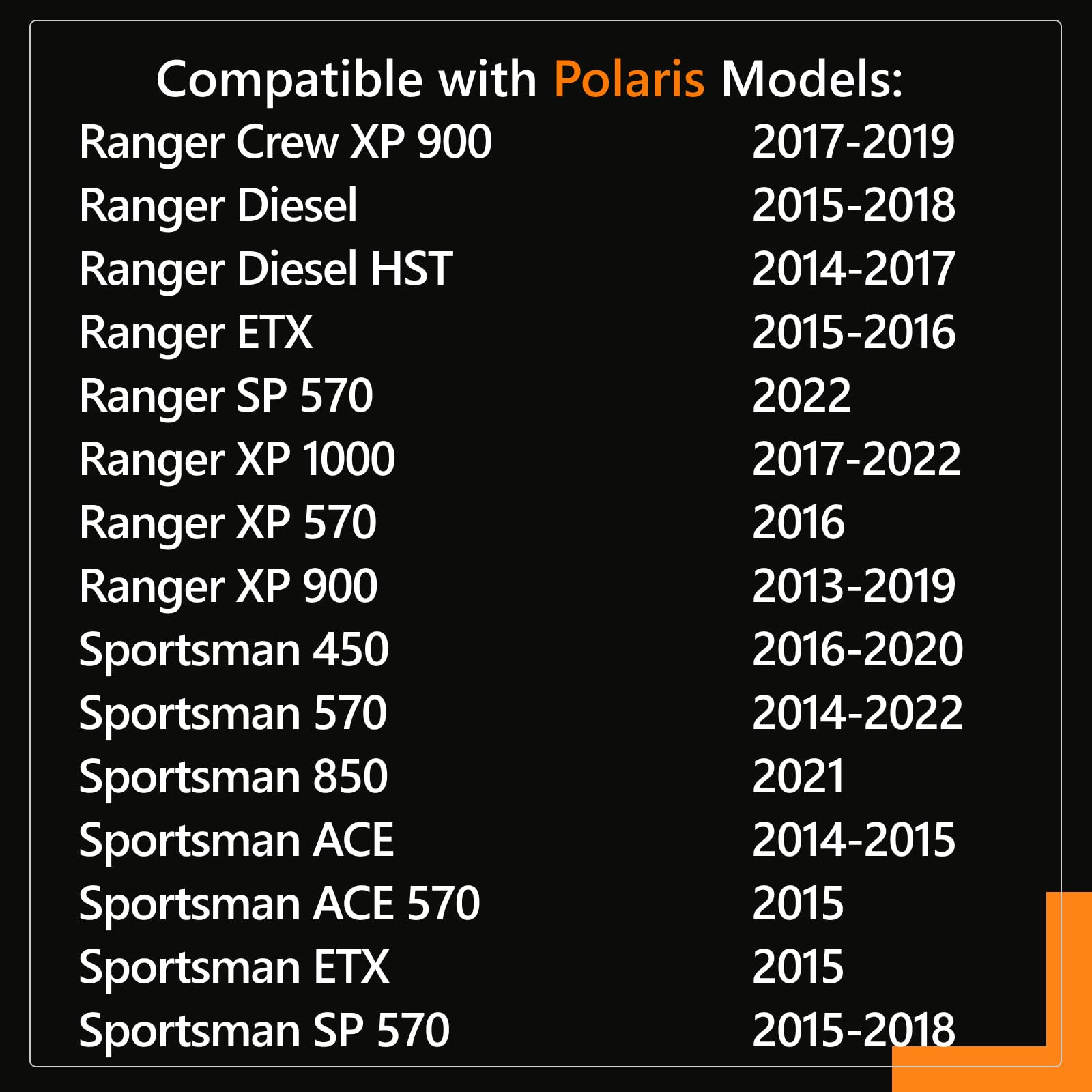 Automost compatibility label closeup listing Polaris models for correct selection