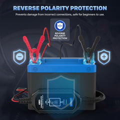 AUTOOL BT10 battery clamps and cables displayed for safe 12V connection