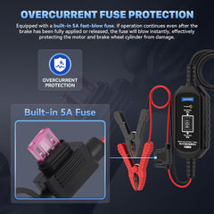 AUTOOL BT10 connected to vehicle EPB external drive port enabling actuator control
