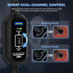 AUTOOL BT10 joystick close-up illustrating simple two-mode control and precision
