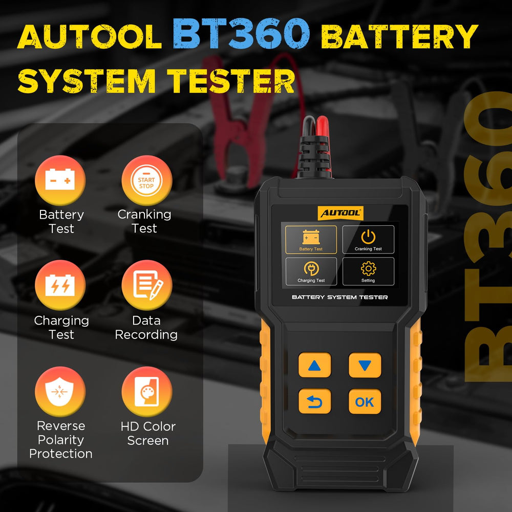 AUTOOL BT360 clamps and cables highlighting safe, secure connections