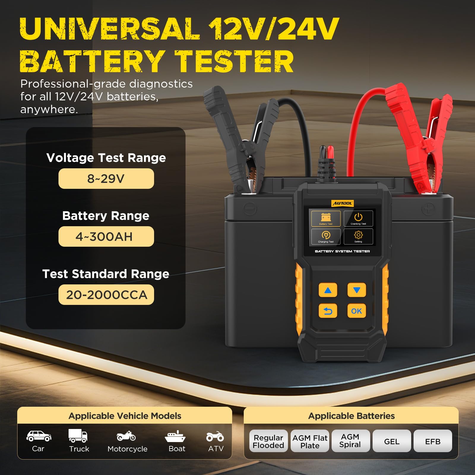 AUTOOL BT360 close-up of 2.4-inch color screen with clear readings