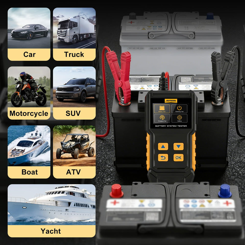 AUTOOL BT360 packaging and manual illustrating included accessories
