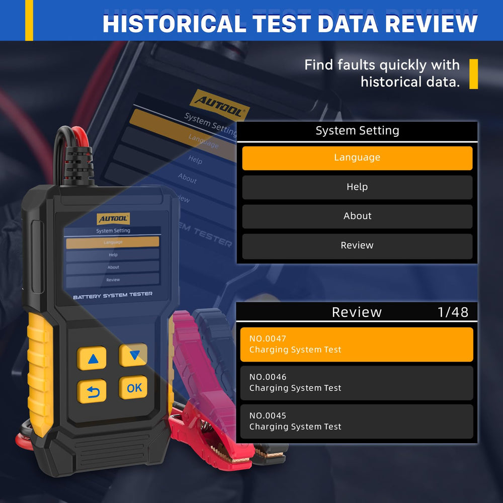 AUTOOL BT360 handheld next to a ruler showing compact size and portability