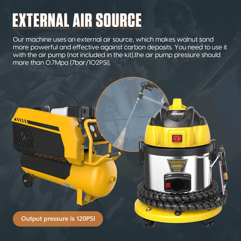 AUTOOL blaster in use on intake port illustrating targeted carbon removal benefit