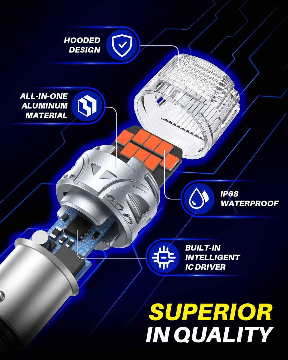 AUTOONE 1157 bulb installed in tail housing demonstrating improved red rear visibility