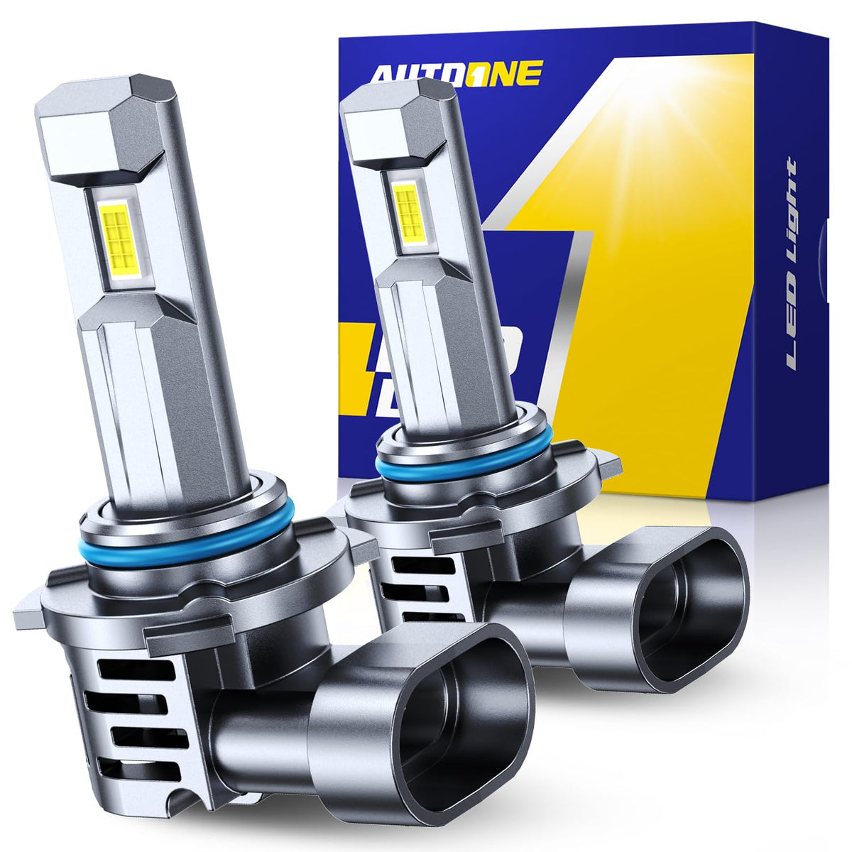 AUTOONE 9005 front view showing bulb shape and easy fit for quick install