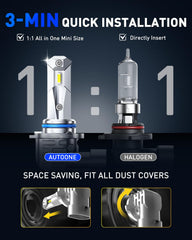 AUTOONE 9005 installed in a headlight demonstrating improved beam pattern and visibility
