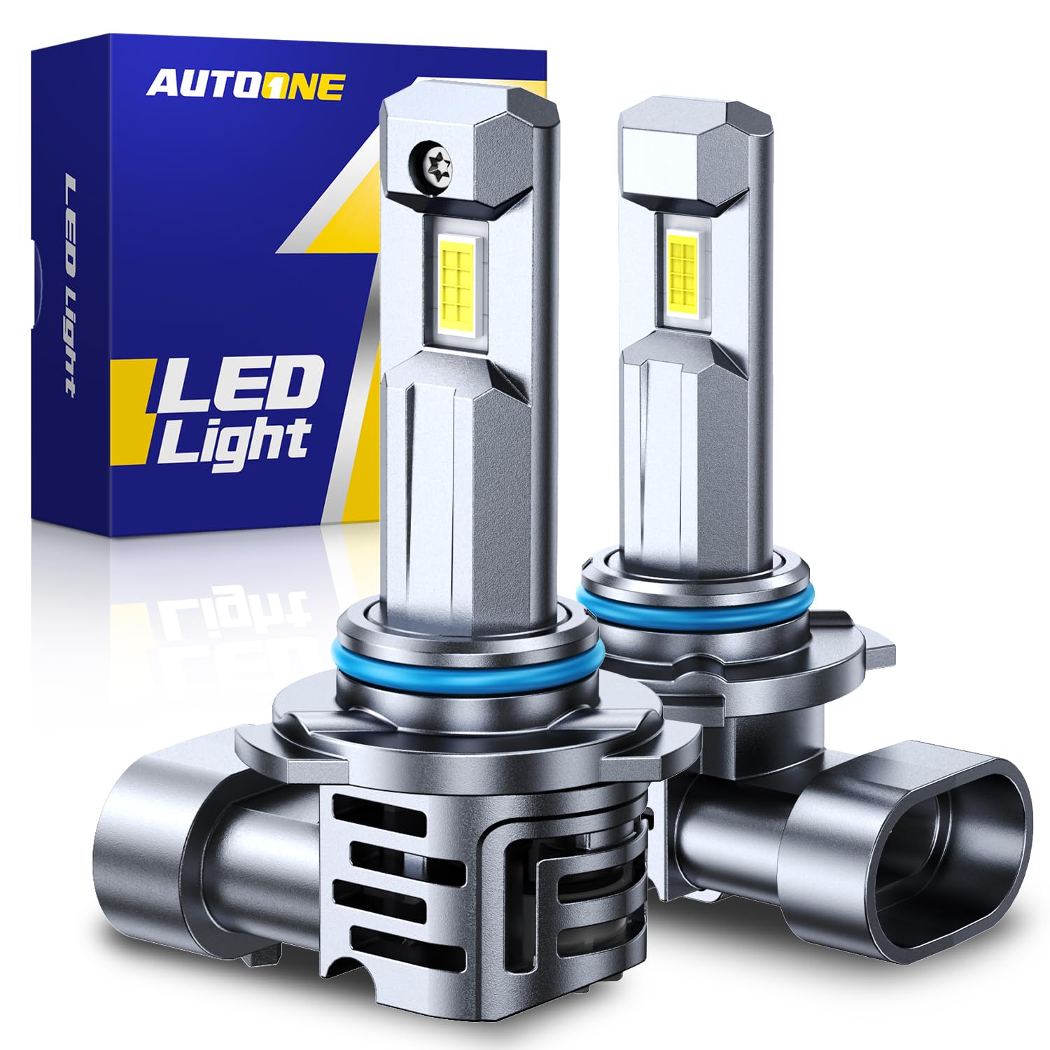 AUTOONE 9006 front view showing LED emitter and compact design for brighter light