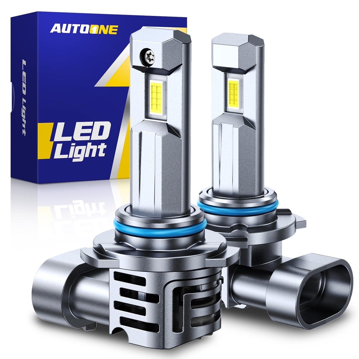AUTOONE 9006 front view showing LED emitter and compact design for brighter light