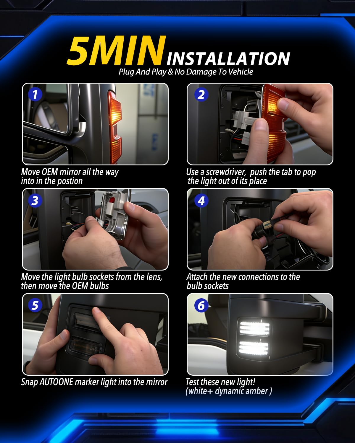 AUTOONE white running light illuminated showing improved daytime presence