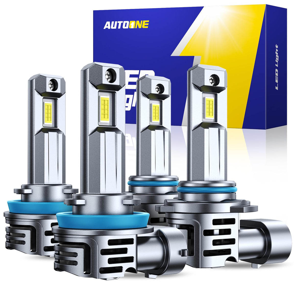 AUTOONE front packaging showing bulbs and benefits