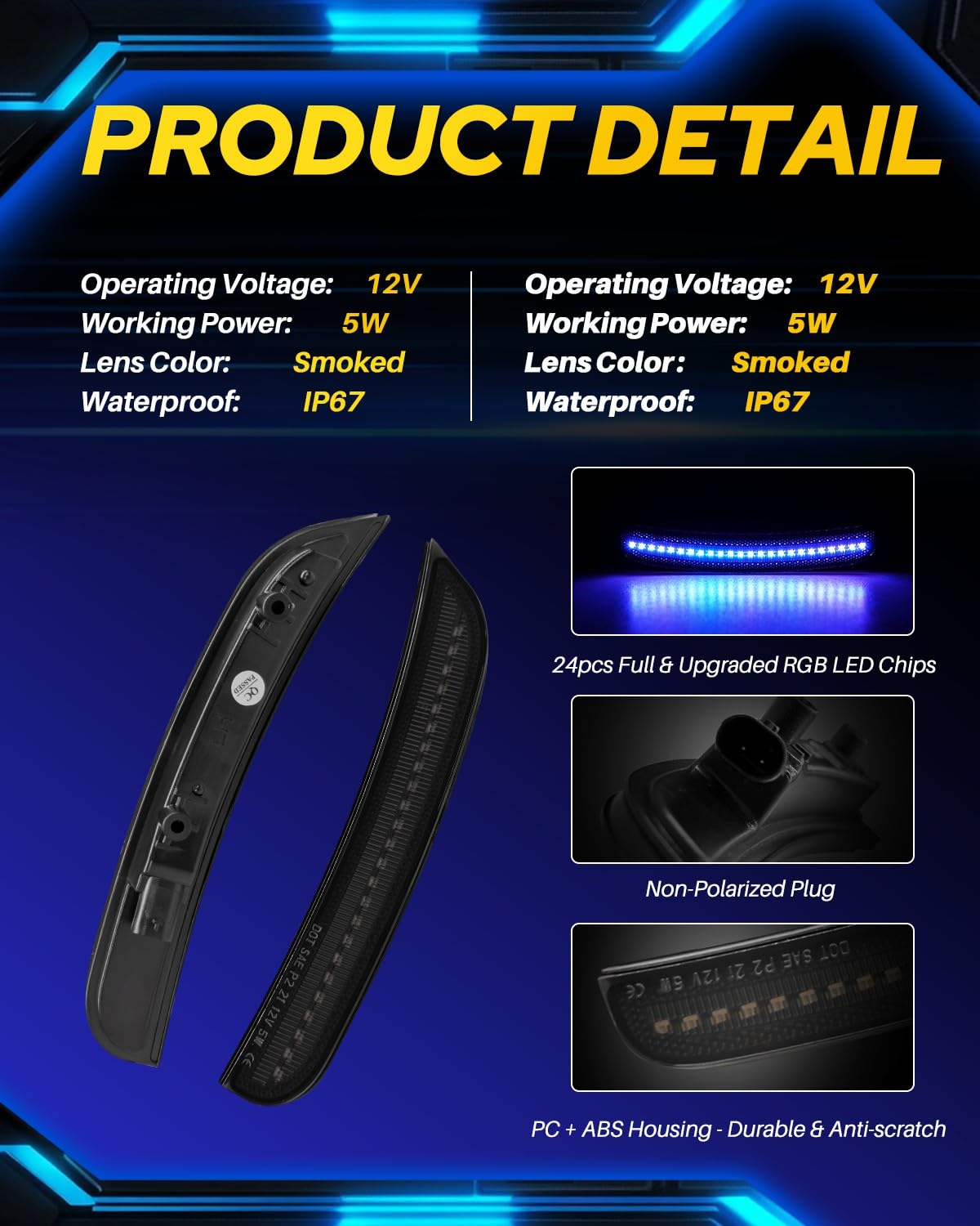AUTOONE side marker illuminated at night improving visibility