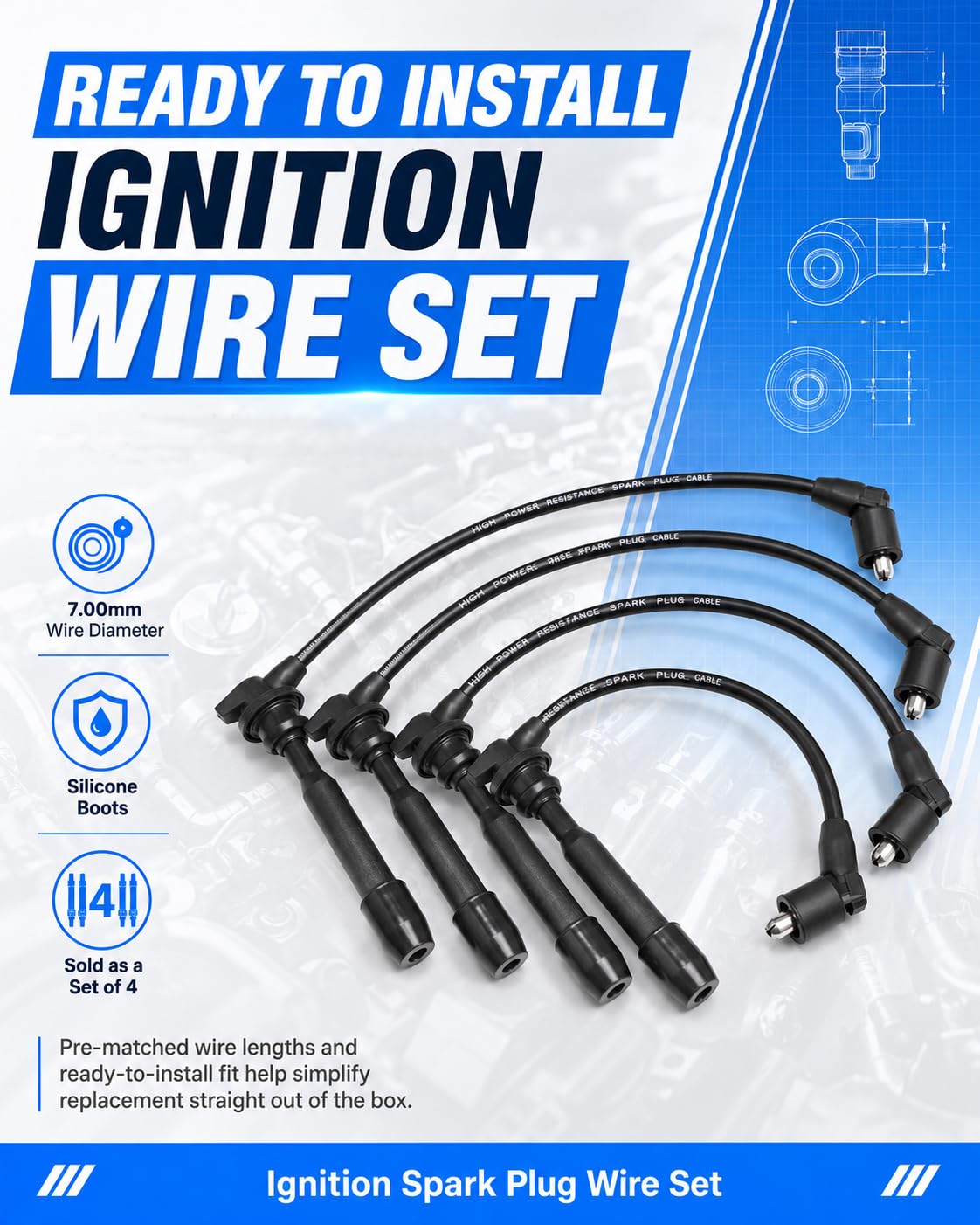 Autopart T wires beside a spark plug for scale and easy comparison