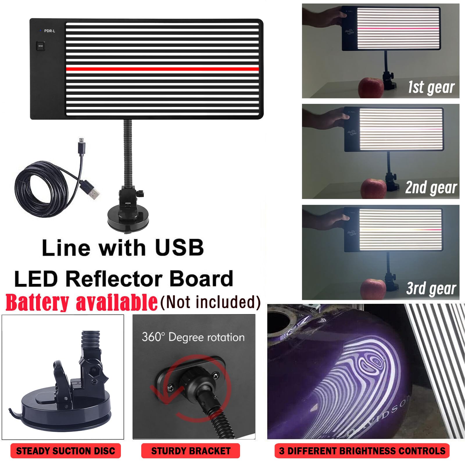 AUTOPDR close-up of LED tube demonstrating high-contrast dent highlighting