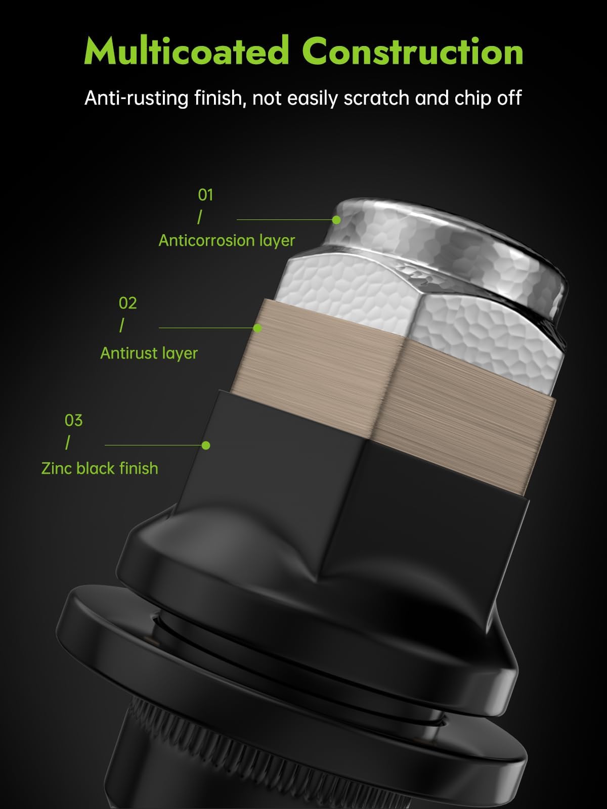 AUTOPTIM closed-end lug nut detail protecting wheel studs from rust