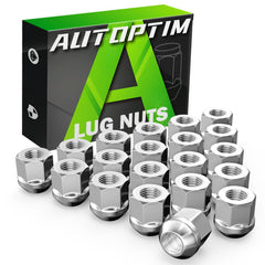 AUTOPTIM front view of 20 chrome lug nuts showing pack and fit benefits