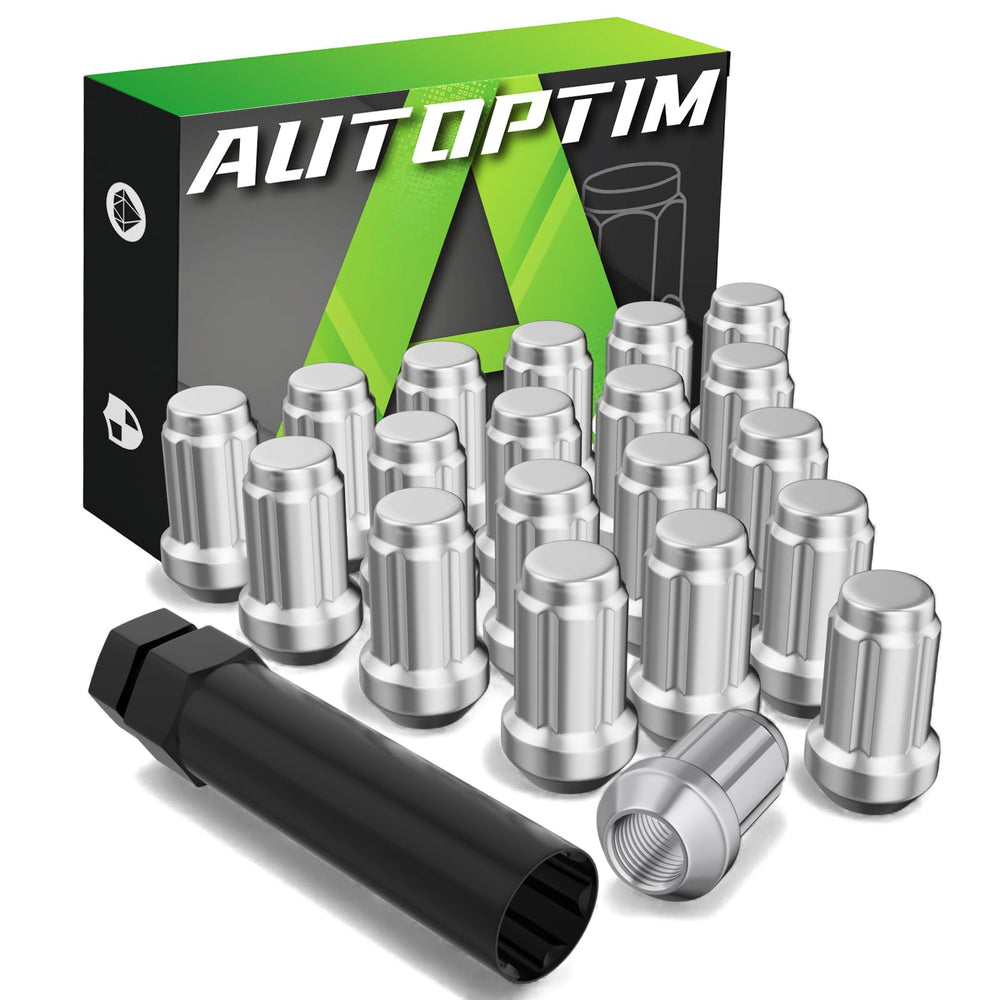 AUTOPTIM front view of chrome lug nut set showing clean finish and full kit benefit