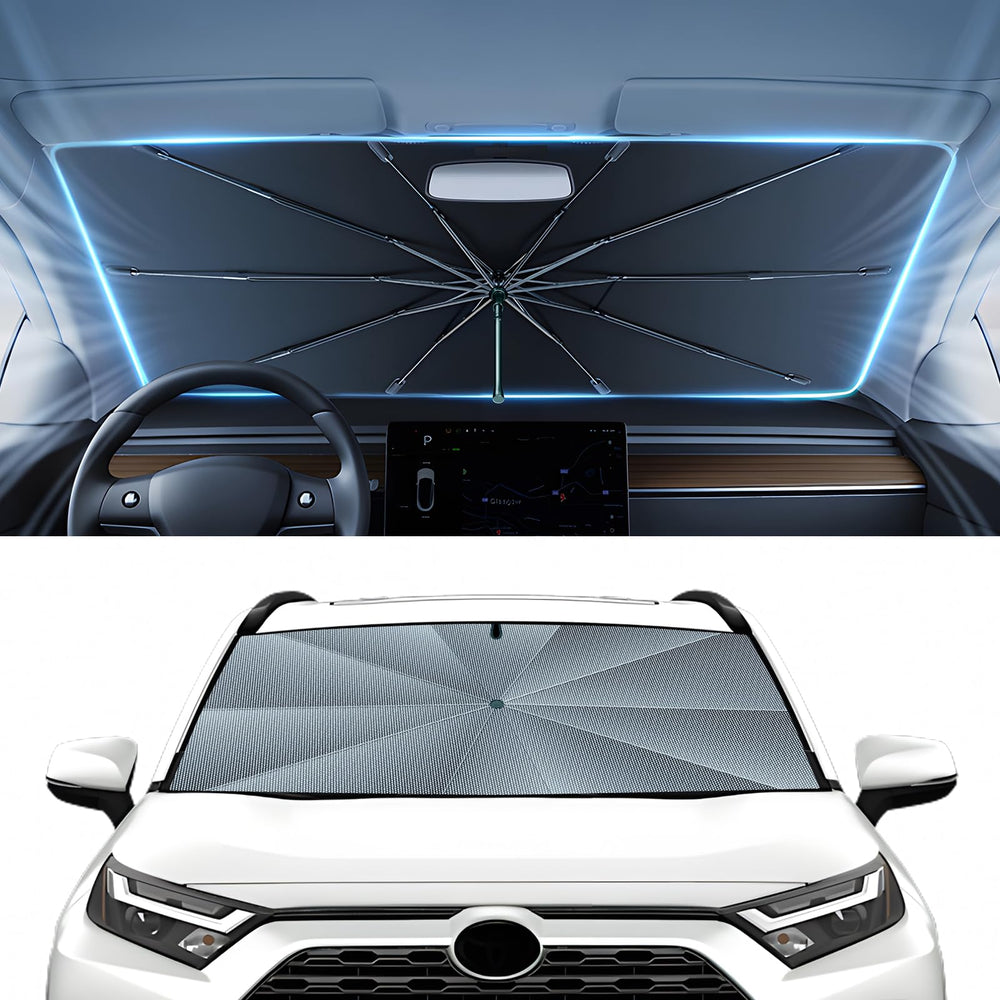 Autorder front view installed on RAV4 showing full windshield coverage and cool cabin benefit