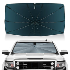 Autorder front view installed on Silverado showing full windshield coverage and cooling benefit