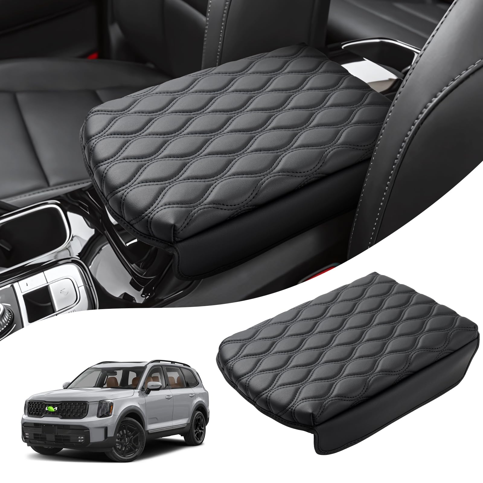 Autorder front view of center console cover showing precise Telluride fit and refined look