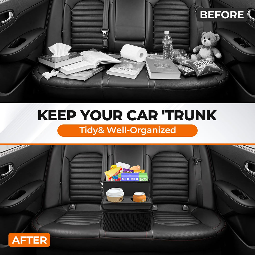Autorder installed between front seats illustrating stable fixation and space saving benefit