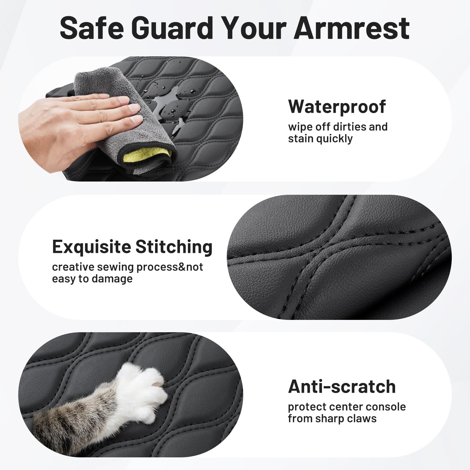 Autorder console cover size comparison with hand showing added height and comfort