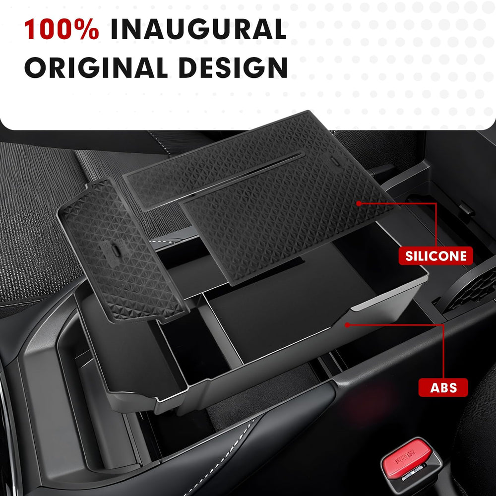 Autorder side profile of insert installed in CX‑30 armrest for secure fit