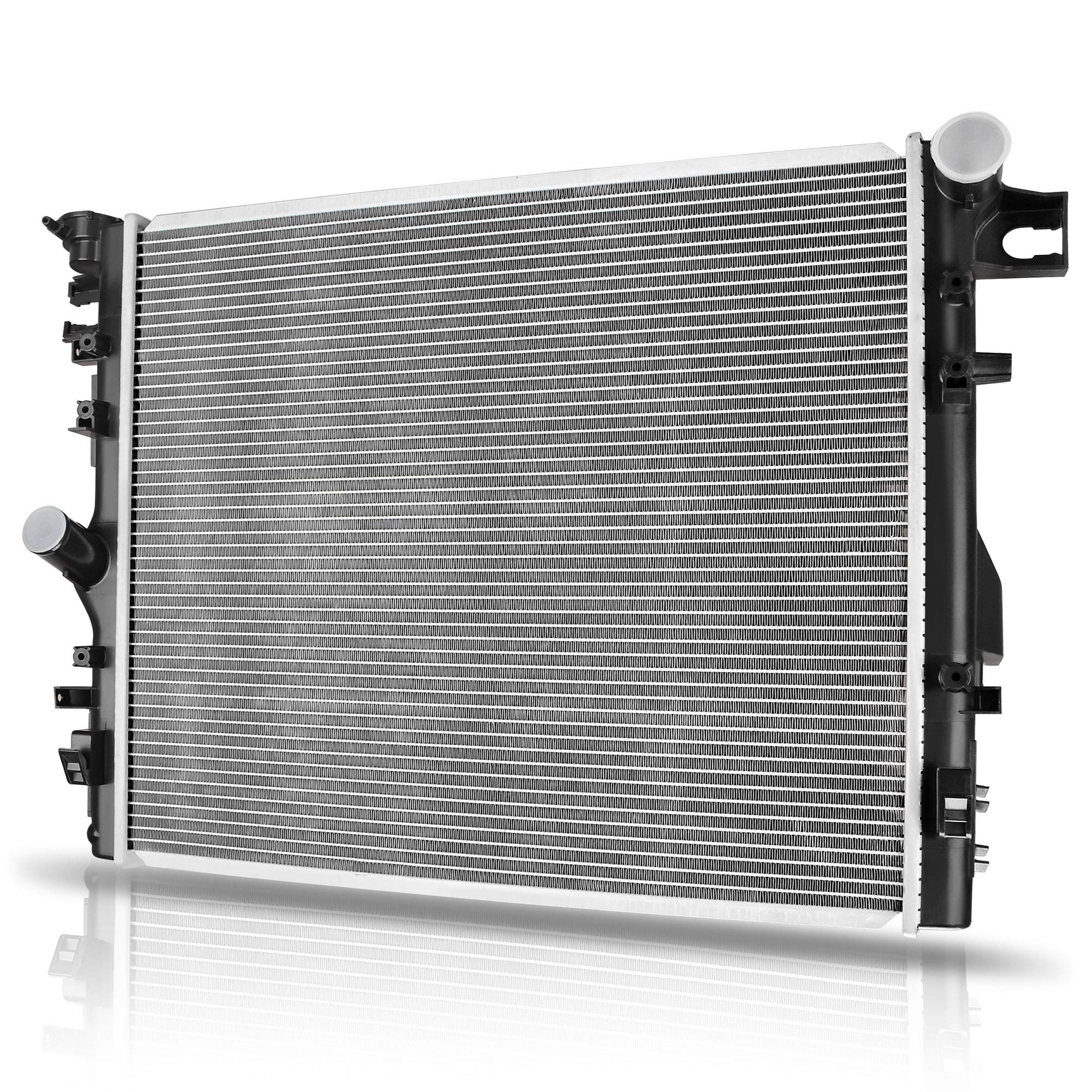 AUTOSAVER88 radiator front view showing mounting points and outlet ports for easy fit