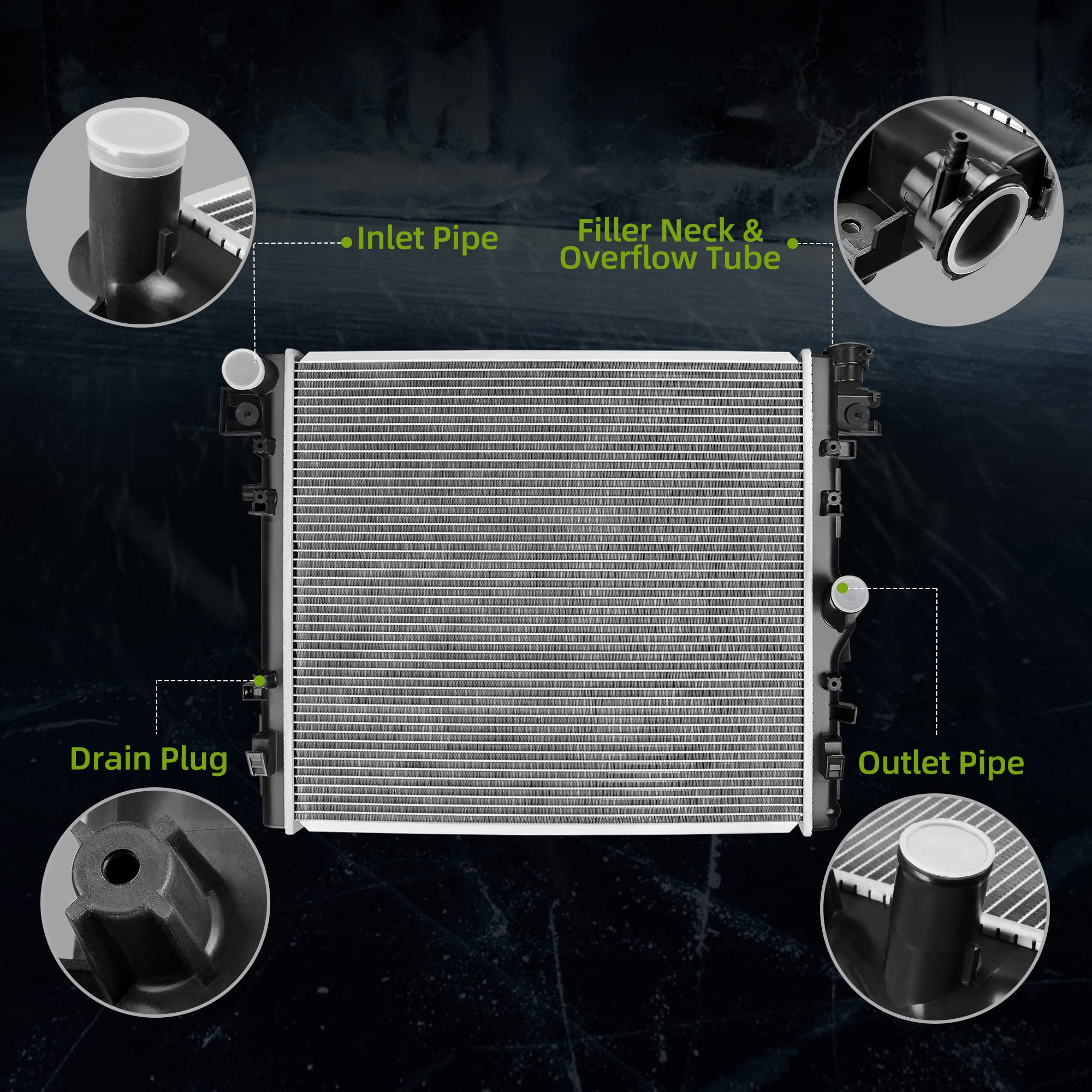 AUTOSAVER88 radiator plastic tank detail with reinforced seams for leak resistance