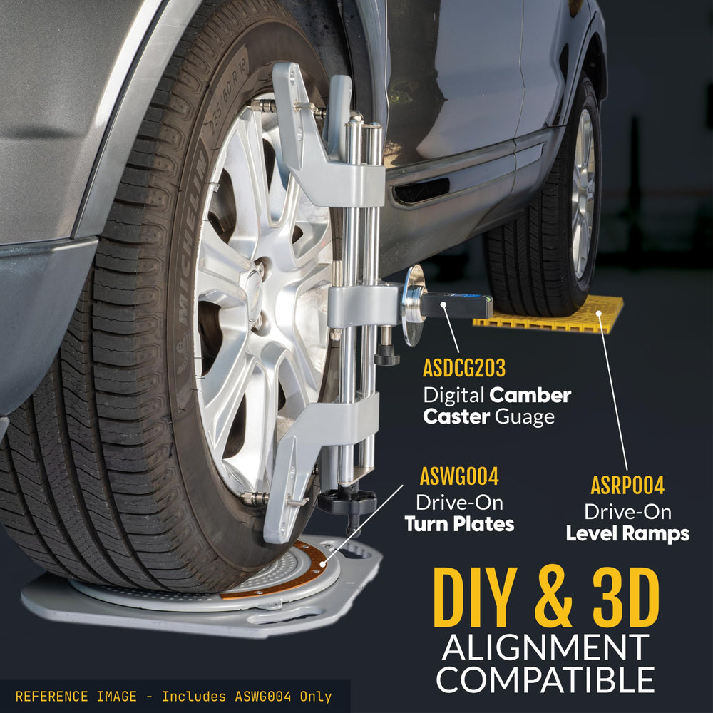 AUTOSOLO vehicle driven onto plates in garage enabling DIY alignment