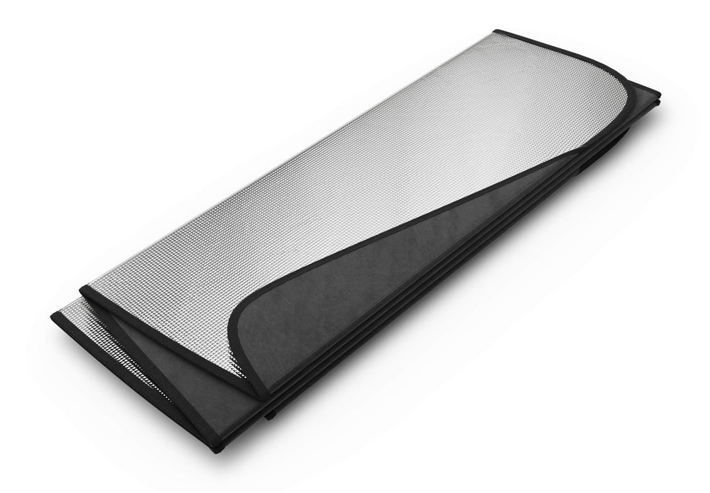 Autotech Park hands folding the sunshade quickly to show compact, easy-to-store design