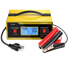 AUTOUTLET charger front panel showing controls and safety features, reliable operation