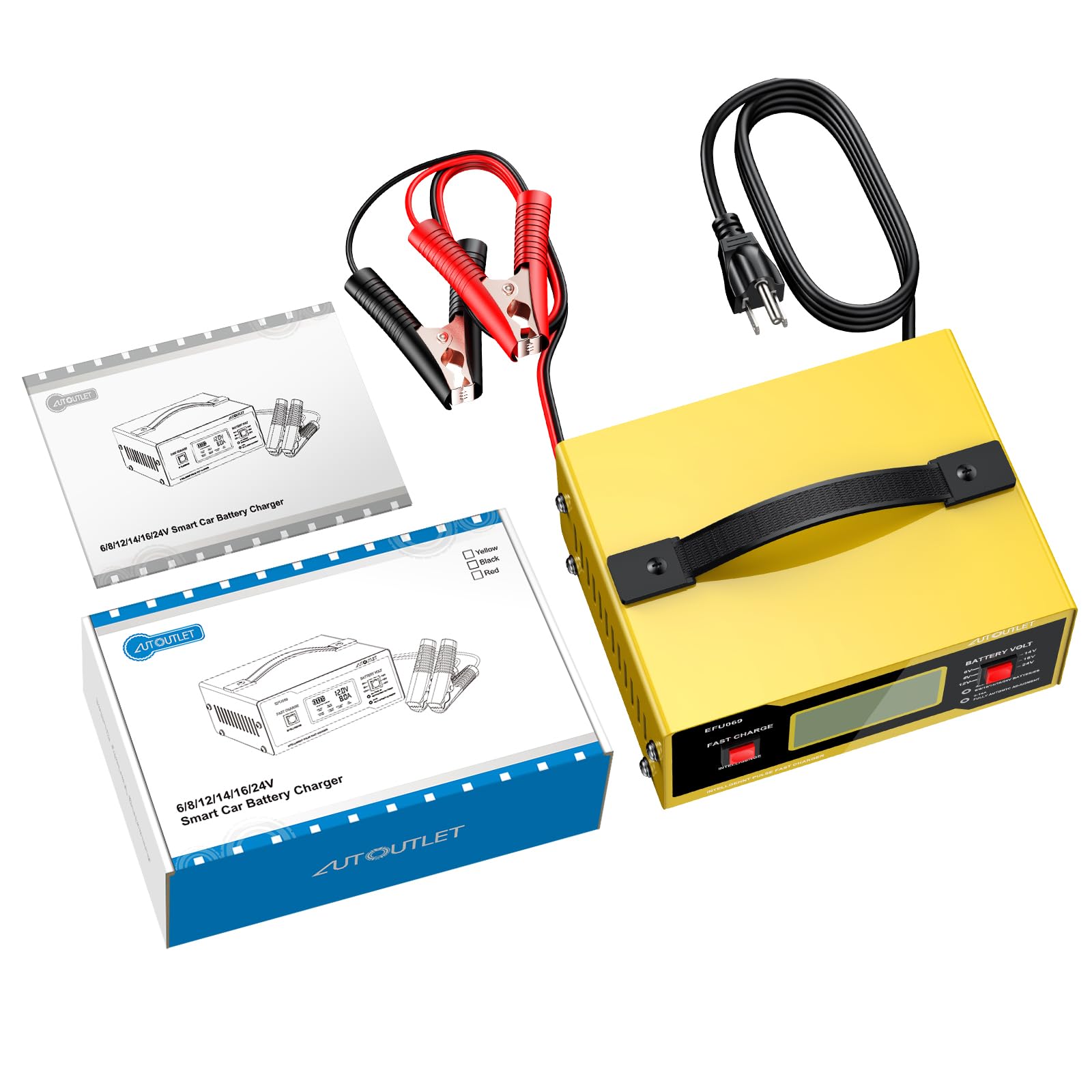 AUTOUTLET next to ruler showing compact size, easy storage and portability