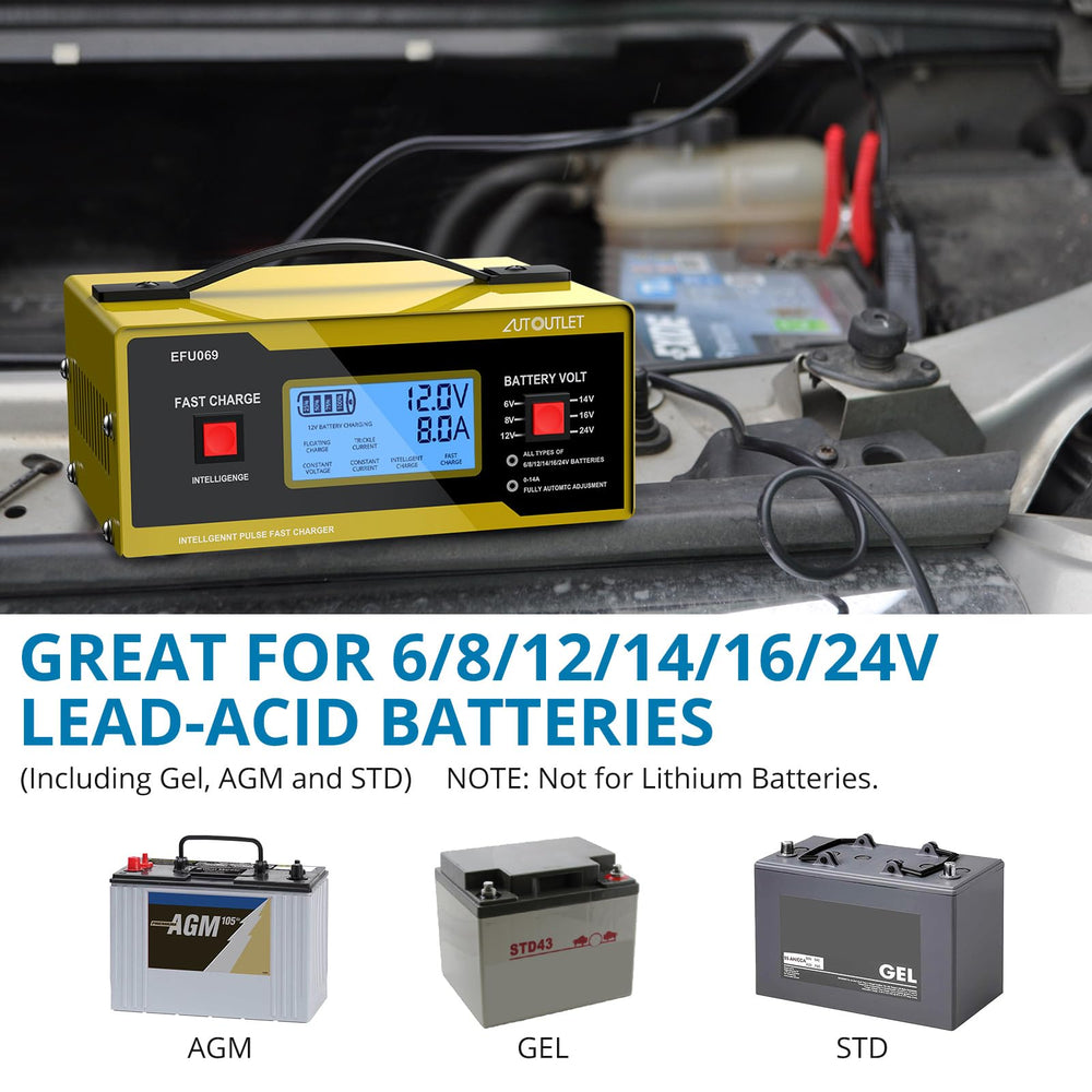 AUTOUTLET connected to golf cart battery, effective charging and maintenance