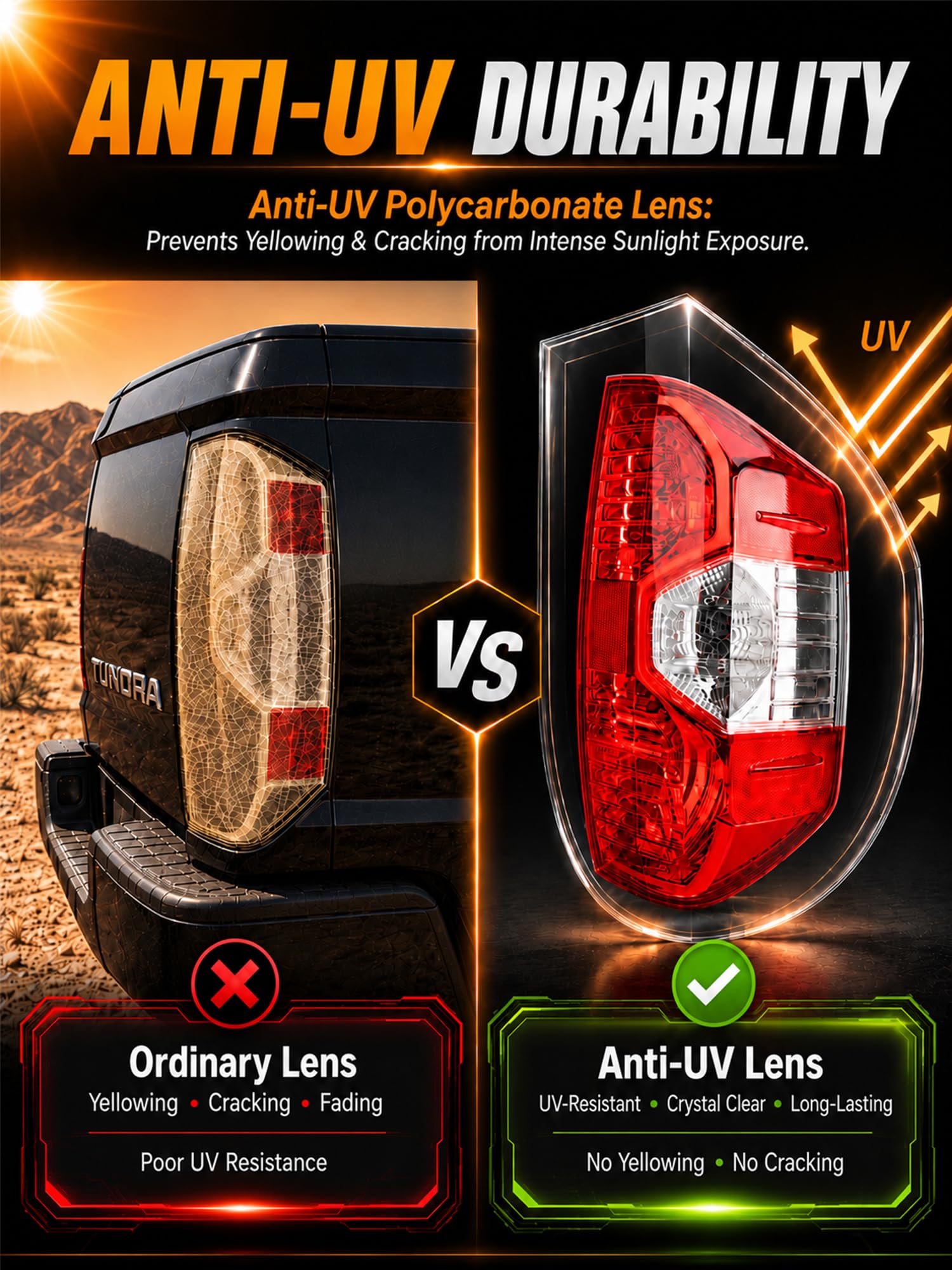 Autoverve tail light held in hand to show scale and simplified replacement benefit