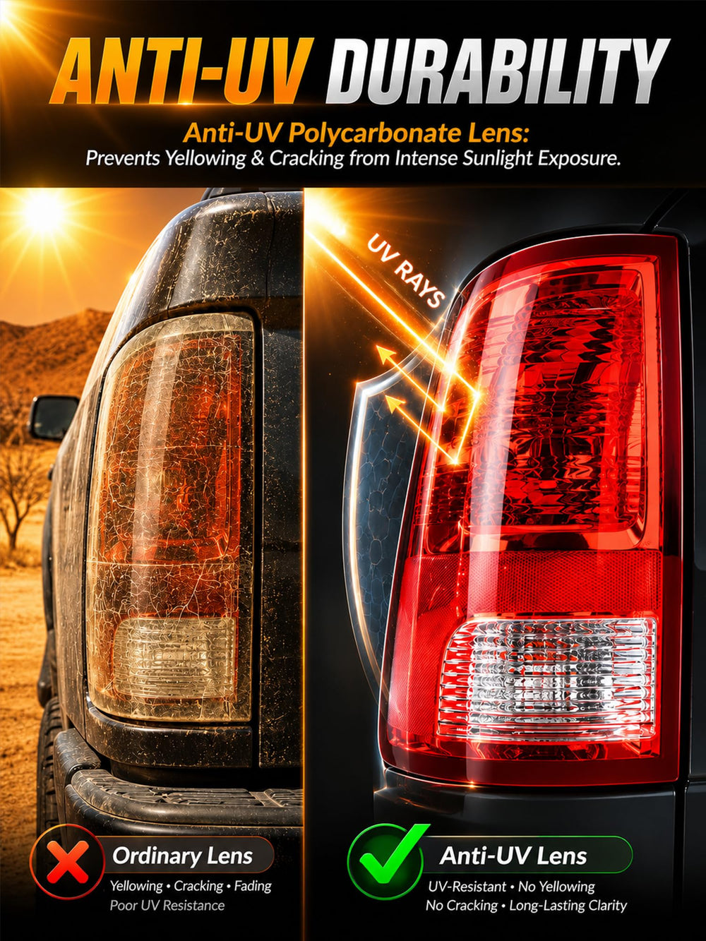 Autoverve tail light next to ruler showing dimensions for accurate sizing