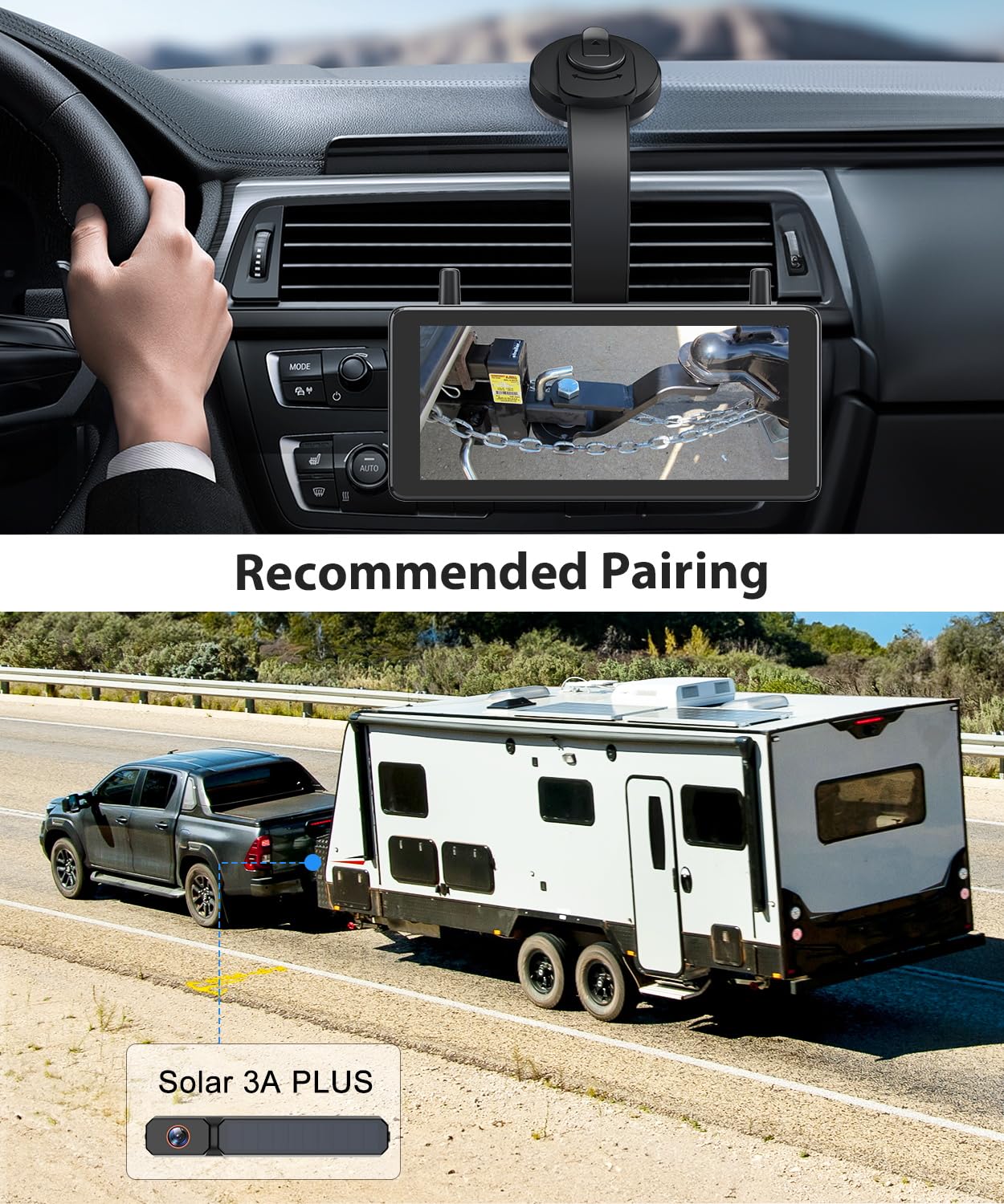 AUTO-VOX dashboard installation scale showing compact space-saving benefit