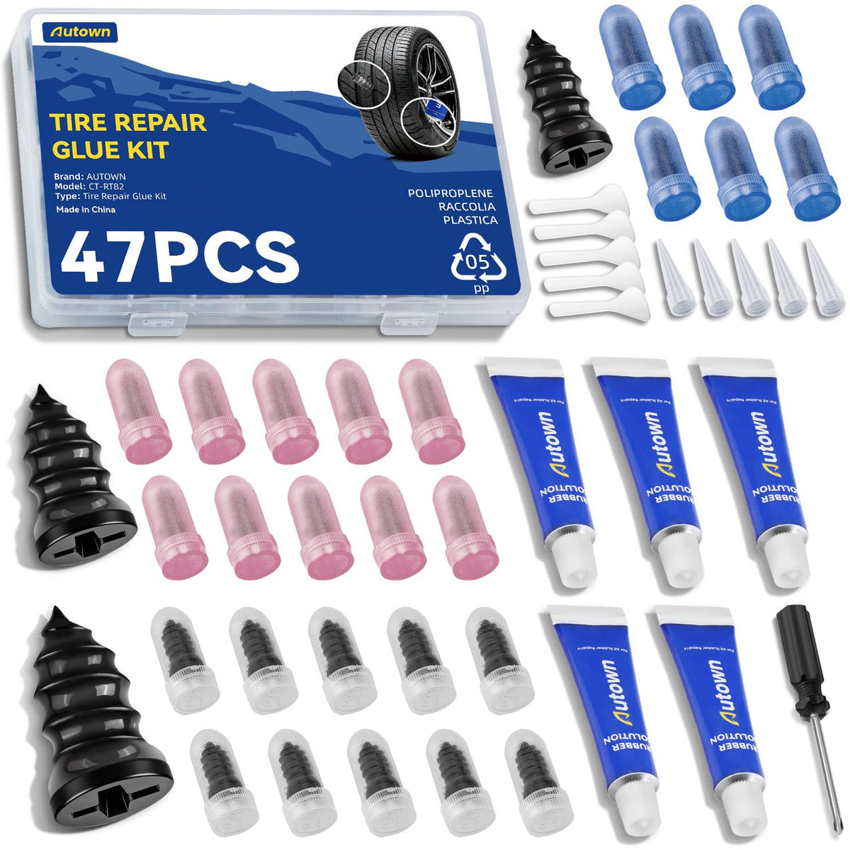 AUTOWN front packaging showing kit contents for fast roadside repairs