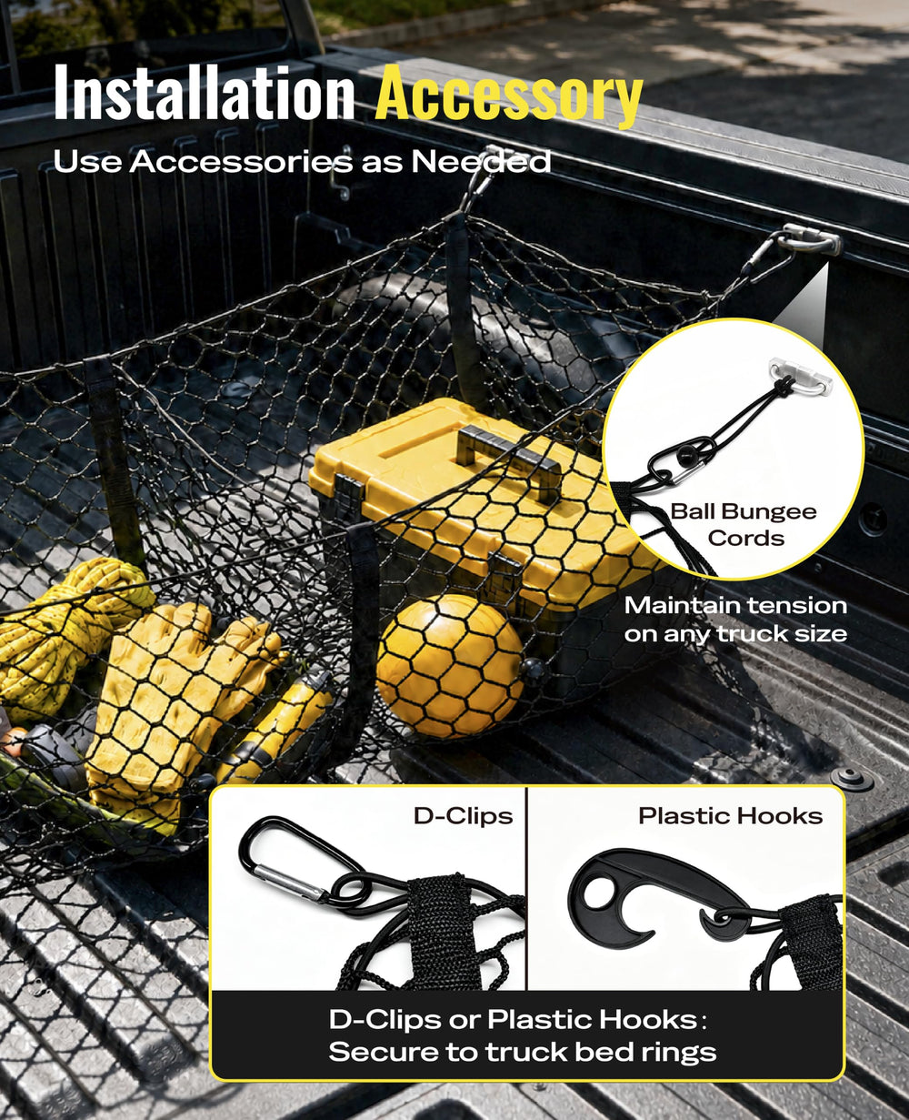 AUTOWN cargo net beside grocery bags showing size and containment benefit