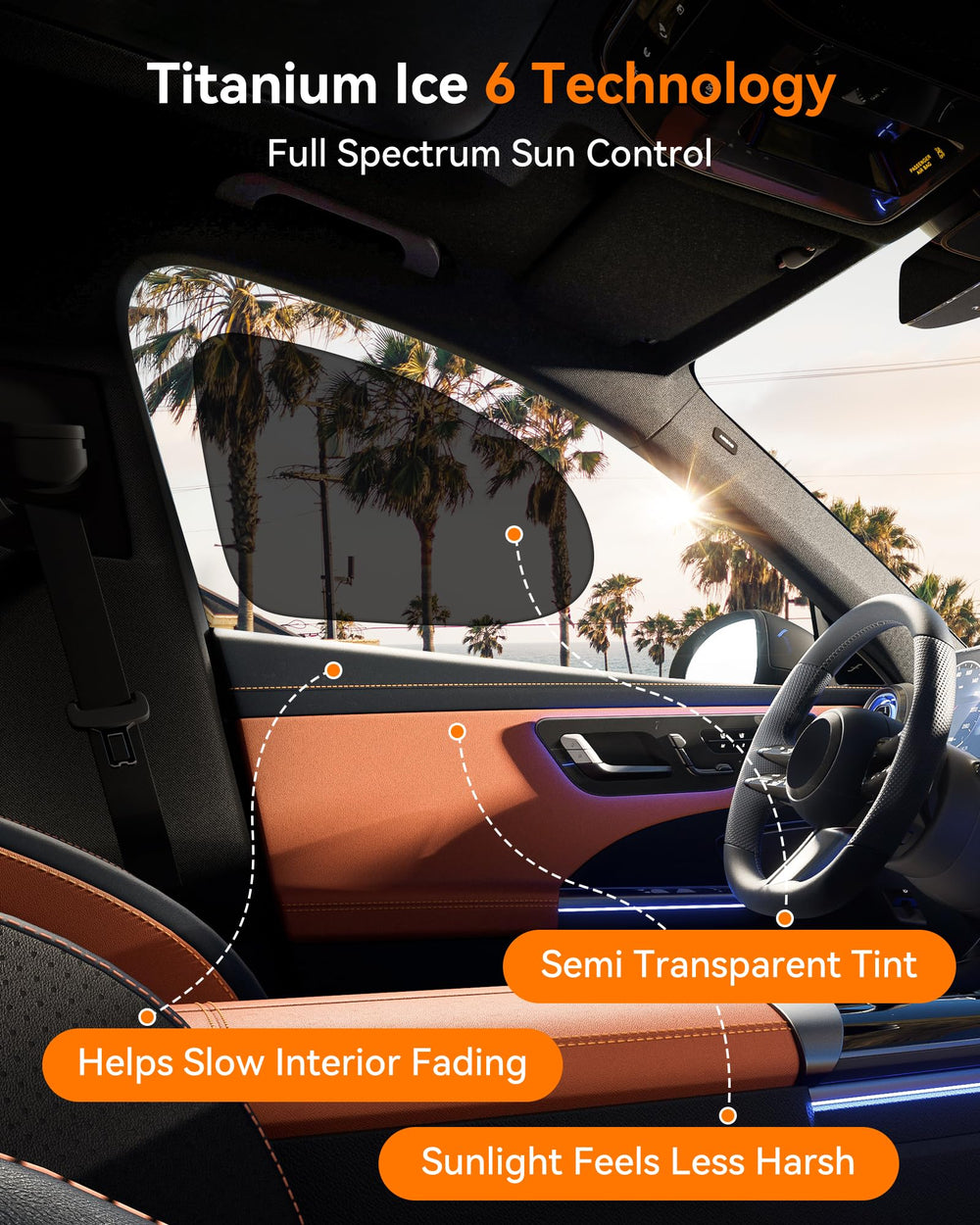 AUTOWOEL on rear door window cutting sun and improving passenger comfort